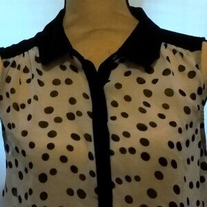White chiffon  shirt with black polka dots